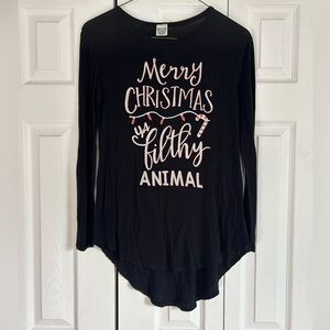 Boutique Brand Black Merry Christmas Long Sleeve Shirt